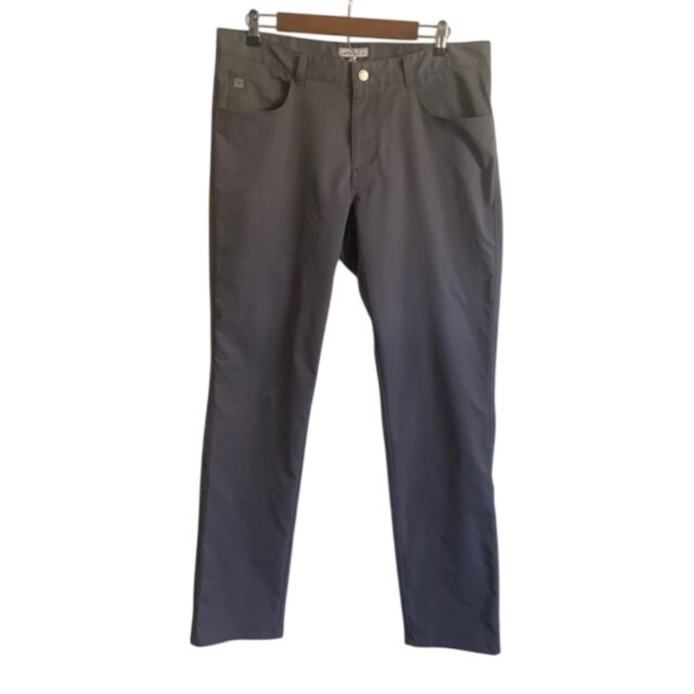 Peter Millar Crown Sport Pants 35x32 Gray Performance Stretch Golf Casual Preppy
